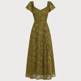 Roheline – Südamlik jacquard maxi kleit