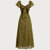 Roheline – Südamlik jacquard maxi kleit