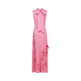 Magali – Roosa maxi kleit faux lillede ja paeltega