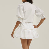 Laney Skort With Beige Piping | White/Sand