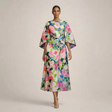 CLEMENTINE – Lilled midi kleit elegantse taljega