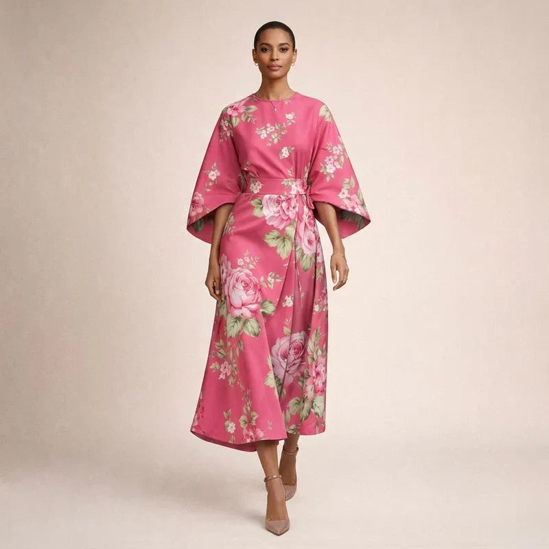 CLEMENTINE – Lilled midi kleit elegantse taljega