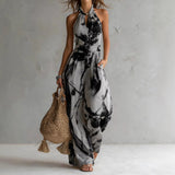 Halter – Kunstilise prindiga jumpsuit