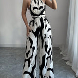 Halter – Stiilne jumpsuit abstraktse printimisega