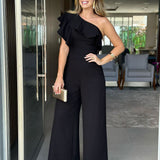 Lina – Ühe õlaga jumpsuit volangidega