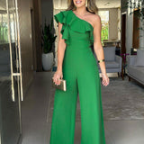 Lina – Ühe õlaga jumpsuit volangidega