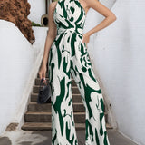 Halter – Stiilne jumpsuit abstraktse printimisega