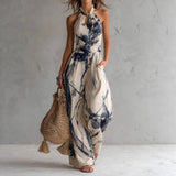 Halter – Kunstilise prindiga jumpsuit