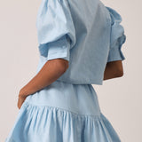 Laney – Pastel Sinine Linasest Seelikšorts