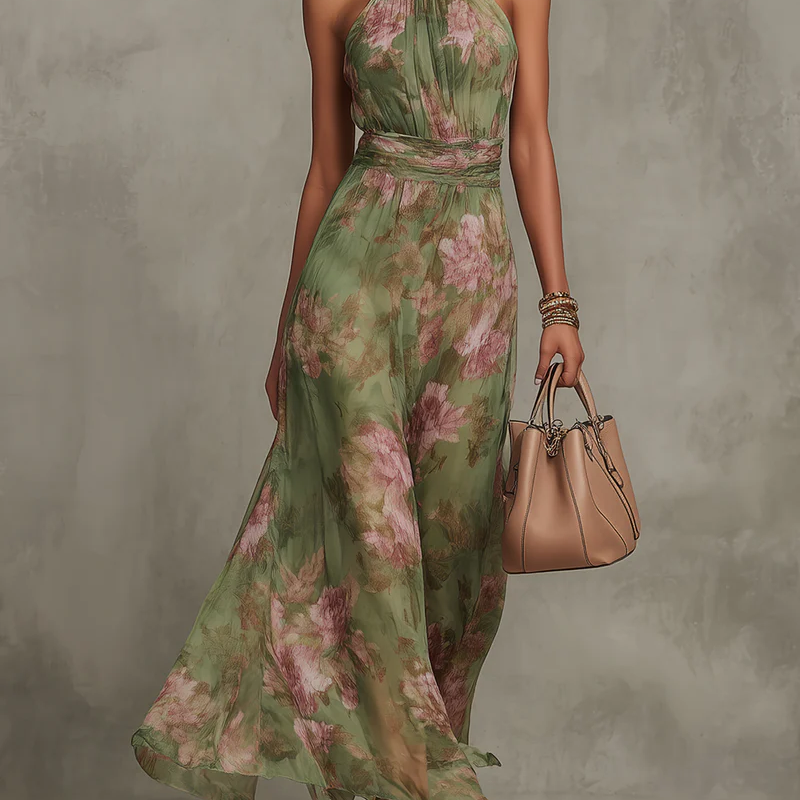 Lidia – Elegantne lilleline maxi kleit