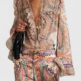 Peen Komplekt – Elegantne volangide pluus ja paisley muster