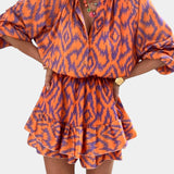 Yasmine – Mini kleit volaanidega ja Ikat mustriga