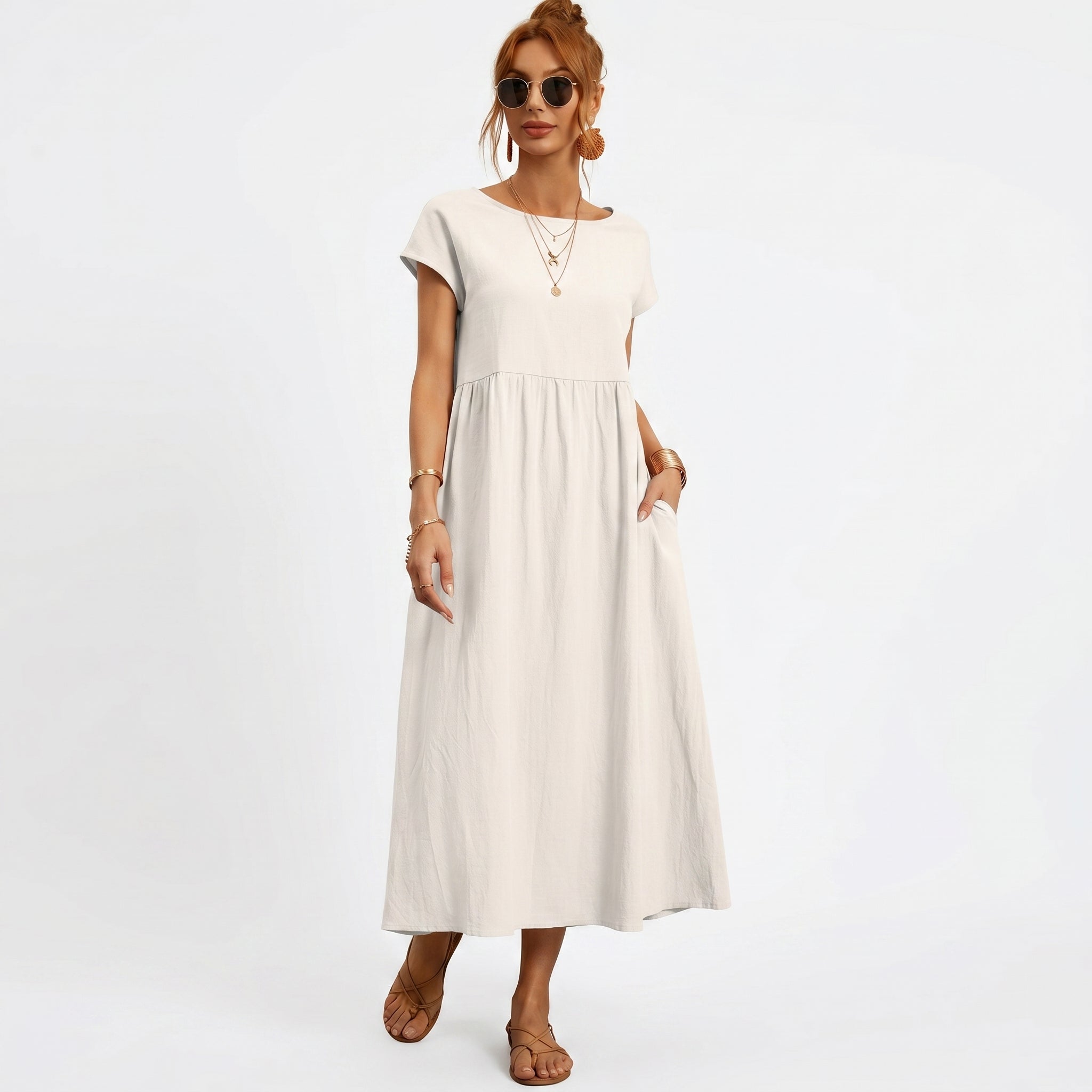Inês – Elegantne midi kleit taskutega