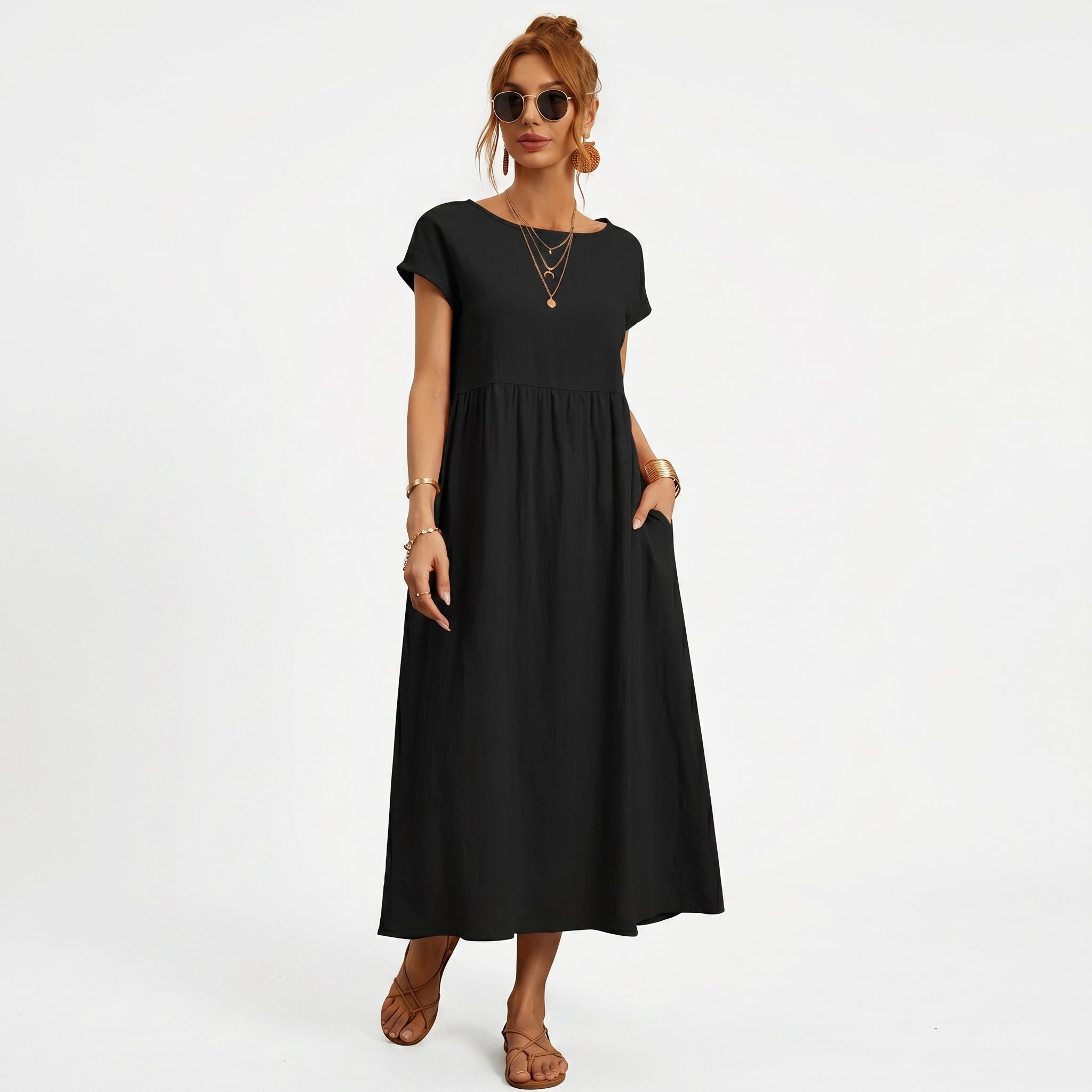 Inês – Elegantne midi kleit taskutega
