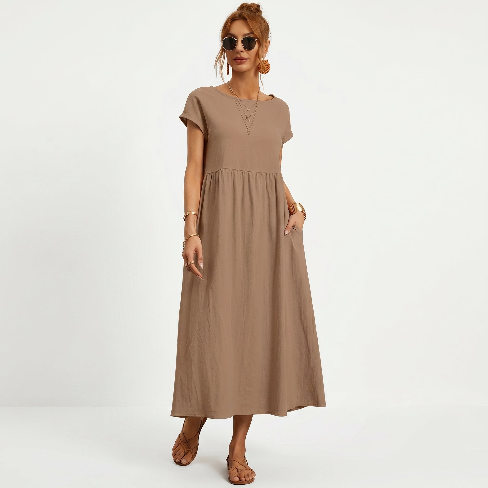 Inês – Elegantne midi kleit taskutega