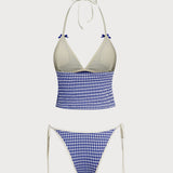 Sinine Kontrasti Sõlm – Vintage tankini komplekt
