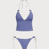 Sinine Kontrasti Sõlm – Vintage tankini komplekt