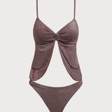 Tume Kohvi – Elegantne Lurex Tankini Komplekt