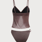 Tume Kohvi – Elegantne Lurex Tankini Komplekt