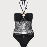 Must O-Rõngaga – Stiilne tankini komplekt