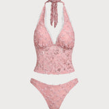 Roosa – Retro pitsiline tankini komplekt
