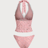 Roosa – Retro pitsiline tankini komplekt