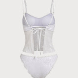 Valge – Elegantne tankini komplekt 3D lilledega