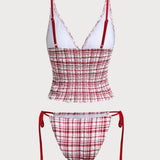 Punane Ruuduline – Stiilne tankini komplekt