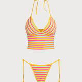 Mitmevärviline Riba – Stiilne tankini komplekt