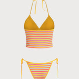 Mitmevärviline Riba – Stiilne tankini komplekt