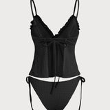 Off White – Elegantne ruffle seelikuga tankini komplekt