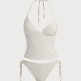 Valge Troopiline – Elegantne tankini komplekt