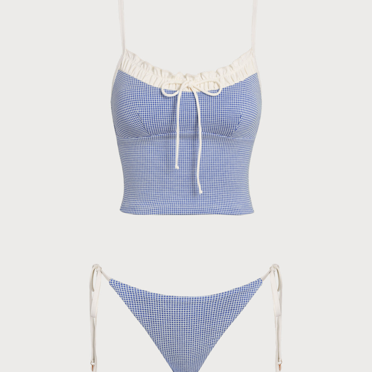 Sinine – Vintage ruuduline tankini komplekt