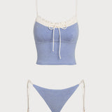 Sinine – Vintage ruuduline tankini komplekt