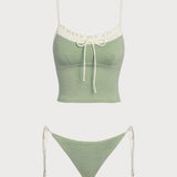 Sinine – Vintage ruuduline tankini komplekt
