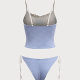 Sinine – Vintage ruuduline tankini komplekt