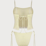 Kollane – Elegantne pitsiline tankini komplekt