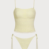Kollane – Elegantne pitsiline tankini komplekt