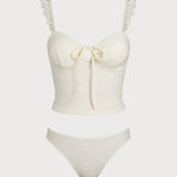 Off White – Lilleline rippuv tankini komplekt