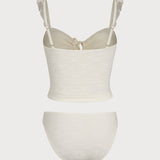 Off White – Lilleline rippuv tankini komplekt