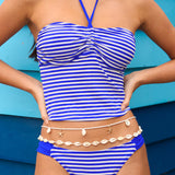 Sinine Triibuline – Retro tankini komplekt
