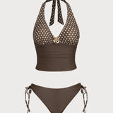 Pruun Täpiline – Elegantne tankini komplekt