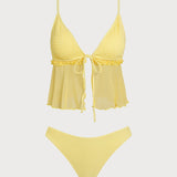 Kollane Ruffles – Elegantne tankini komplekt