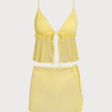 Kollane Ruffles – Elegantne tankini komplekt
