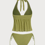 Roheline – Elegantne tankini komplekt pitsiga