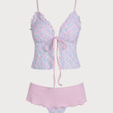 Roosa – Elegantne ruffle tankini komplekt