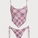 Punane Ruuduline – Stiilne tankini komplekt