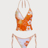 Oranž – Lilleline halter tankini komplekt