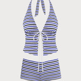 Sinine – Retropitsiline tankini komplekt