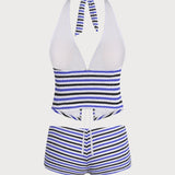 Sinine – Retropitsiline tankini komplekt